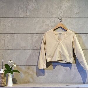 Madewell Cream Textured Long Sleeve Top